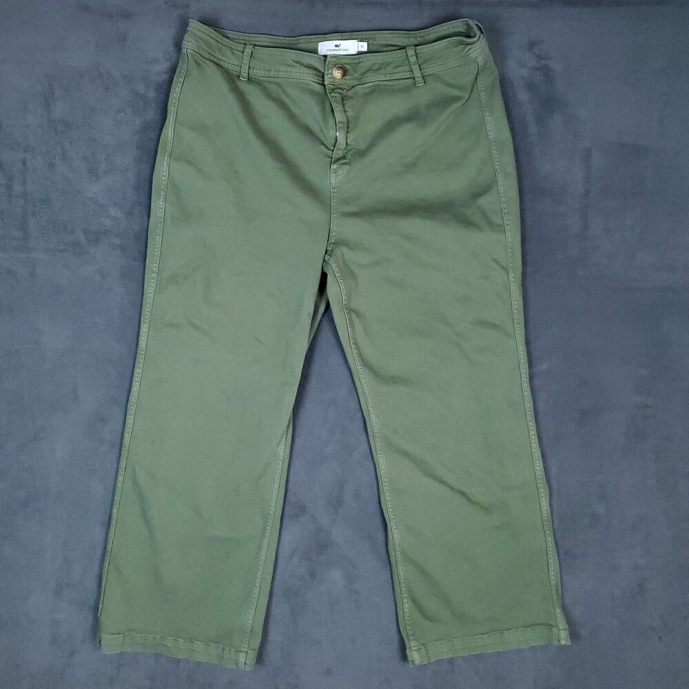 Vineyard Vines Pants Womens 36 Green High Rise Wide Leg Casual Stretch Modern